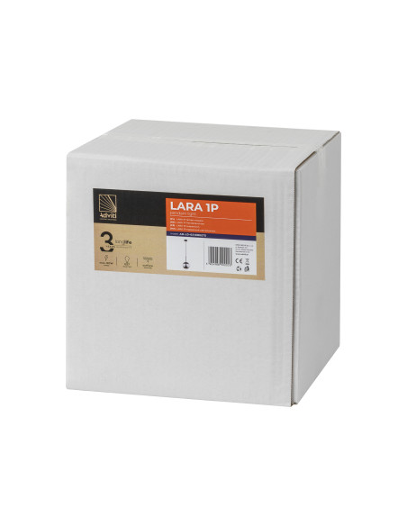 LARA 1P, lampa wisząca, E27  max. 60W, czarna