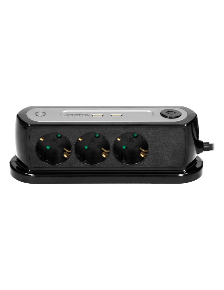  Listwa zasilająca nabiurkowa z wyłącznikiem 3x2P+Z(schuko), ładowarka 2xUSB 2.4A, ogranicznik przepięć TYP 3,...