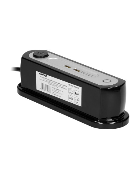  Listwa zasilająca nabiurkowa z wyłącznikiem 3x2P+Z, ładowarka 2xUSB 2.4A, ogranicznik przepięć TYP 3, kabel...