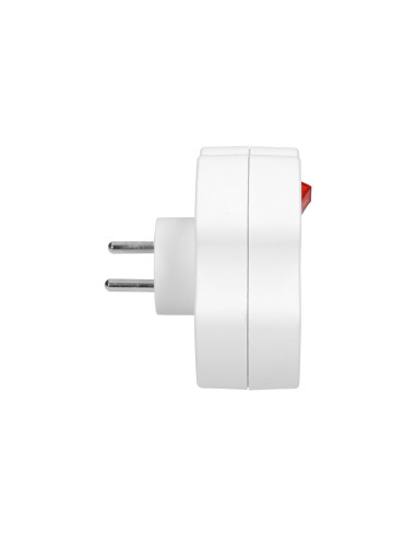 Rozgałęźnik 1x2P+Z, 2x2P/II z włącznikiem, biały