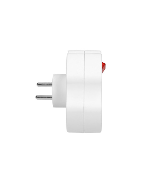 Rozgałęźnik 1x2P+Z, 2x2P/II z włącznikiem, biały