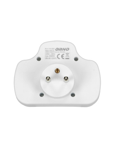 Rozgałęźnik 1x2P+Z, 2x2P/II z włącznikiem, biały