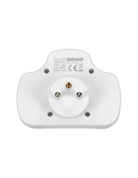 Rozgałęźnik 1x2P+Z, 2x2P/II z włącznikiem, biały