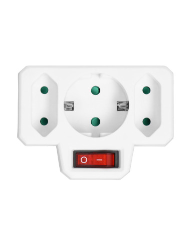 Rozgałęźnik 1x2P+Z (Schuko), 2x2P/II z...
