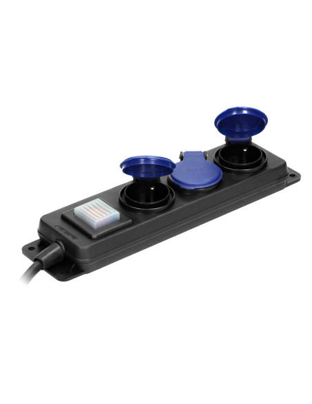  Przedłużacz warsztatowy bryzgoszczelny z wyłącznikiem IP44, 3 gniazda 2P+Z IP44, przewód gumowy, H05RR-F 3x1,5mm²,...