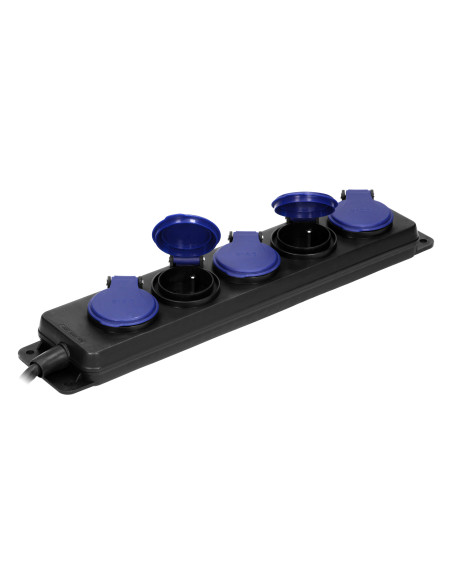 Przedłużacz warsztatowy bryzgoszczelny IP44, 5 gniazda 2P+Z IP44, przewód gumowy, H05RR-F 3x1,5mm², długość 3m