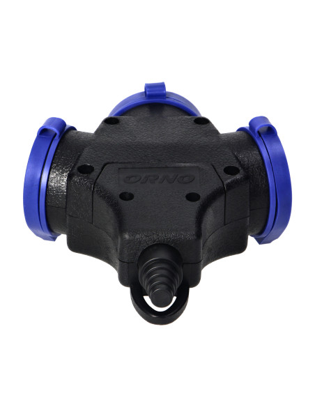 Rozgałęźnik bryzgoszczelny i odporny na uderzenia, IP44, 3x2P+Z Schuko, 16A, 230V AC