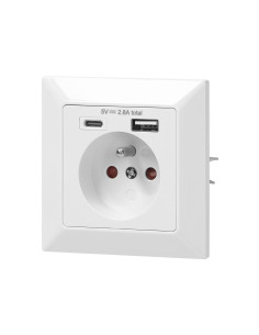Gniazdo pojedyncze 2P+Z, USB-A + USB-C ,Wyjście 5VDC Max...