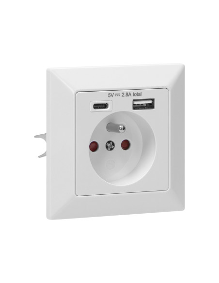 Gniazdo pojedyncze 2P+Z, USB-A + USB-C ,Wyjście 5VDC Max 2,8A