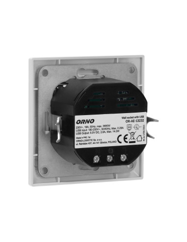 Gniazdo pojedyncze 2P+Z, USB-A + USB-C ,Wyjście...
