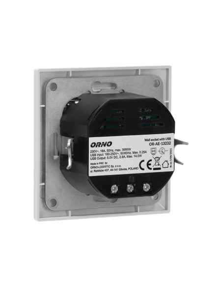 Gniazdo pojedyncze 2P+Z, USB-A + USB-C ,Wyjście 5VDC Max 2,8A