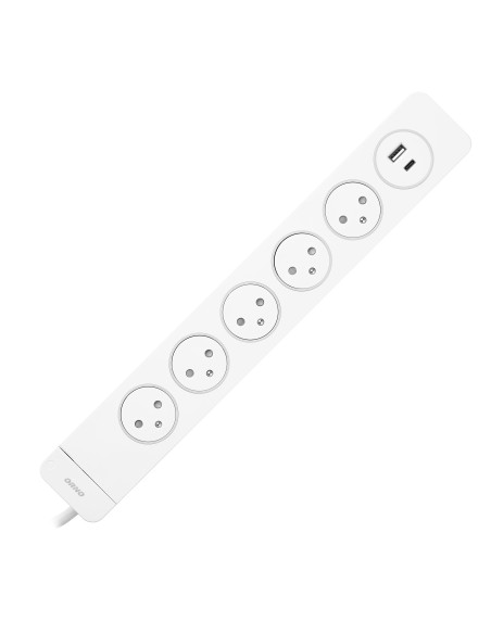  Listwa przeciwprzepięciowa 5 gniazd 2P+Z typu EasyEject, kabel 1,5m (3x1,5mm2), z podświetlanym wyłącznikiem i 2...