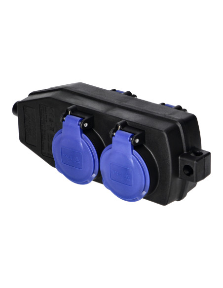 Rozgałęźnik czterokrotny bryzgoszczelny i odporny na uderzenia 4x2P+Z, 16A, IP44