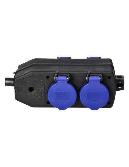 Rozgałęźnik czterokrotny bryzgoszczelny i odporny na uderzenia 4x2P+Z Schuko, 16A, IP44