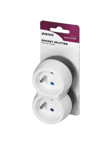 Rozgałęźnik 2x2P+Z, biało-szary