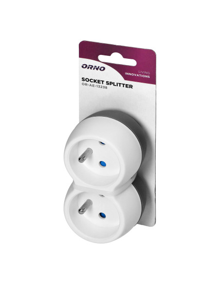 Rozgałęźnik 2x2P+Z, biało-szary