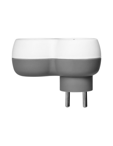 Rozgałęźnik 2x2P+Z, biało-szary