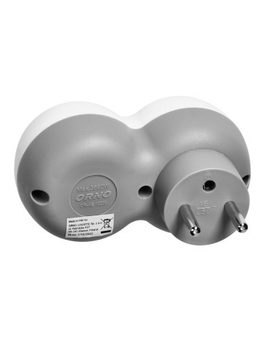 Rozgałęźnik 2x2P+Z, biało-szary