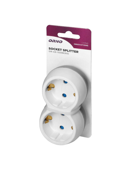 Rozgałęźnik 2x2P+Z (Schuko), biało-szary