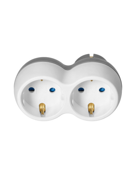 Rozgałęźnik 2x2P+Z (Schuko), biało-szary