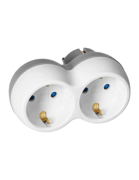 Rozgałęźnik 2x2P+Z (Schuko), biało-szary