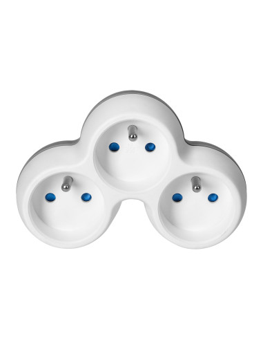 Rozgałęźnik 3x2P+Z, biało-szary