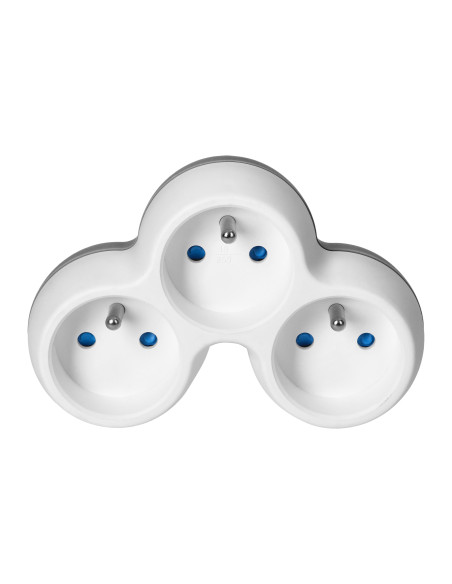 Rozgałęźnik 3x2P+Z, biało-szary