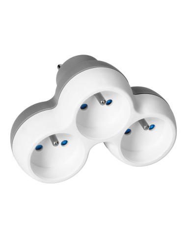 Rozgałęźnik 3x2P+Z, biało-szary