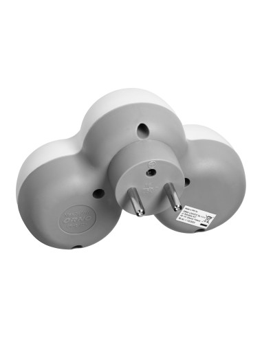 Rozgałęźnik 3x2P+Z, biało-szary