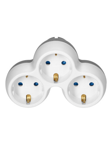 Rozgałęźnik 3x2P+Z (Schuko), biało-szary