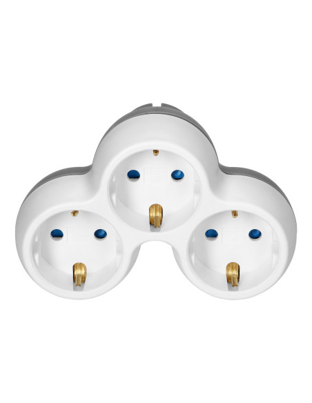 Rozgałęźnik 3x2P+Z (Schuko), biało-szary