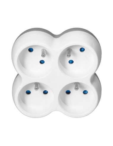 Rozgałęźnik 4x2P+Z, biało-szary