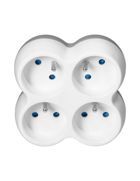 Rozgałęźnik 4x2P+Z, biało-szary