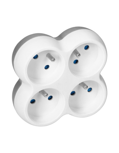 Rozgałęźnik 4x2P+Z, biało-szary