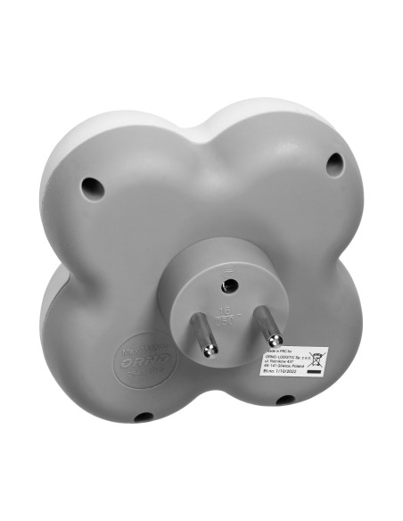 Rozgałęźnik 4x2P+Z, biało-szary