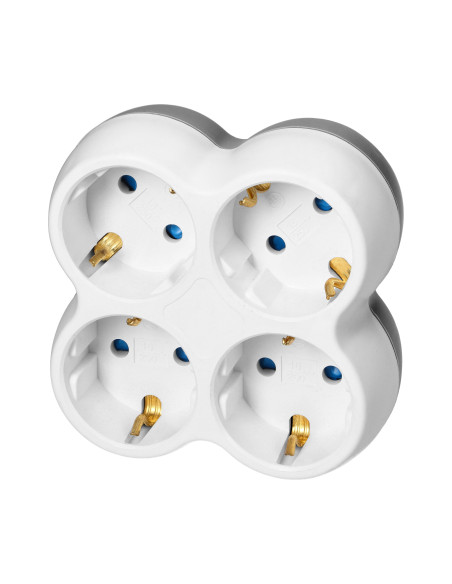 Rozgałęźnik 4x2P+Z (Schuko), biało-szary