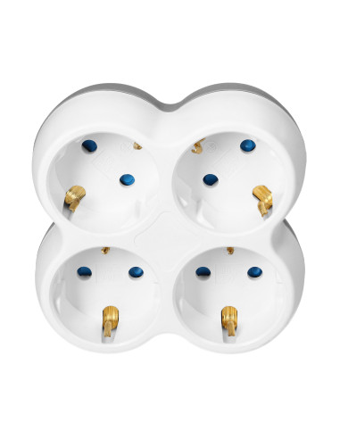 Rozgałęźnik 4x2P+Z (Schuko), biało-szary