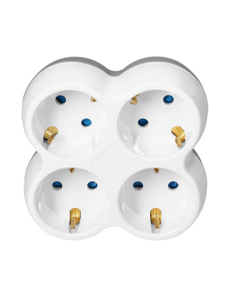 Rozgałęźnik 4x2P+Z (Schuko), biało-szary