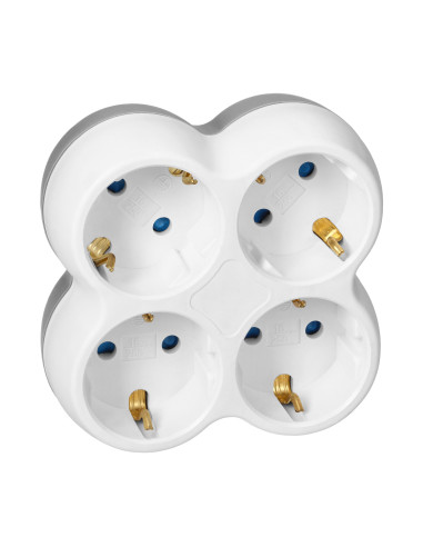 Rozgałęźnik 4x2P+Z (Schuko), biało-szary