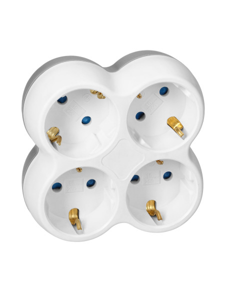 Rozgałęźnik 4x2P+Z (Schuko), biało-szary