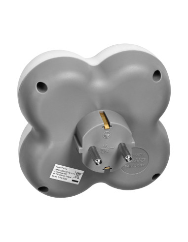 Rozgałęźnik 4x2P+Z (Schuko), biało-szary