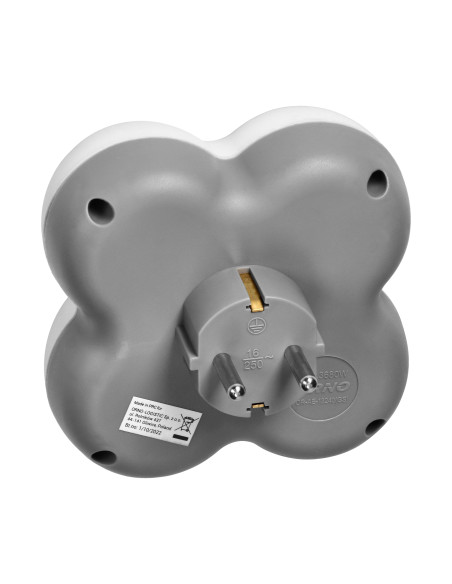 Rozgałęźnik 4x2P+Z (Schuko), biało-szary