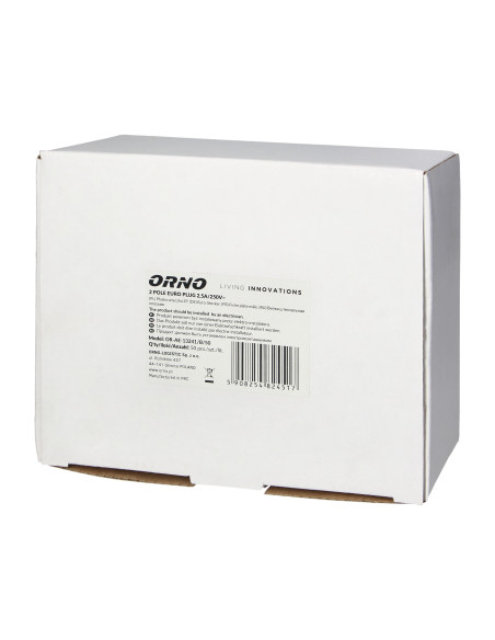 Wtyczka płaska bez uziemienia, 2,5A, 250V, czarny poliwęglan, 50 sztuk