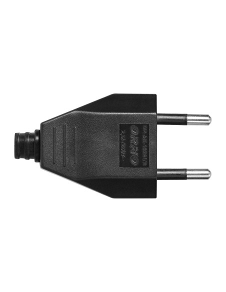 Wtyczka płaska bez uziemienia, 2,5A, 250V, czarny poliwęglan, 50 sztuk