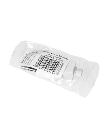 Wtyczka płaska bez uziemienia, 2,5A, 250V, biały poliwęglan, 1 sztuka