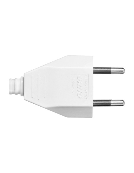 Wtyczka płaska bez uziemienia, 2,5A, 250V, biały poliwęglan, 50 sztuk