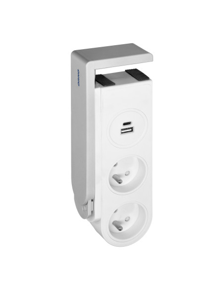 Listwa zasilająca biurkowa z ładowarką USB i sprężynowym zaciskiem mocującym