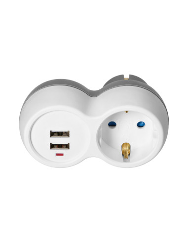 Rozgałęźnik 2P+Z (Schuko) z ładowarką 2xUSB,...