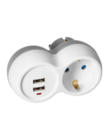 Rozgałęźnik 2P+Z (Schuko) z ładowarką 2xUSB,...