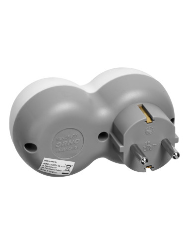 Rozgałęźnik 2P+Z (Schuko) z ładowarką 2xUSB,...